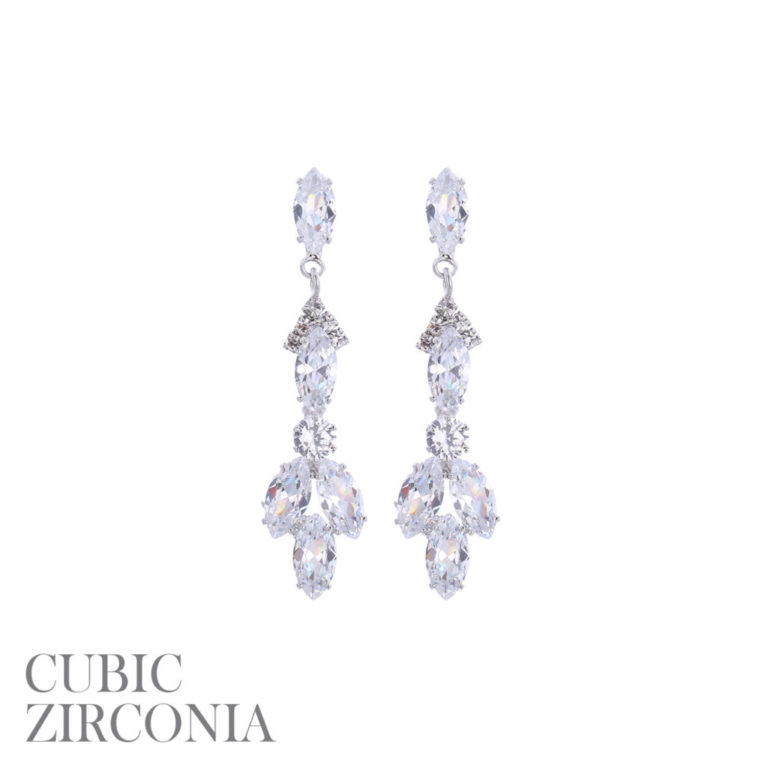 26038 - cz chandelier dangle ear - Silver