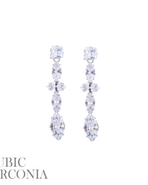 26048 - cz chandelier dangle ear - Silver