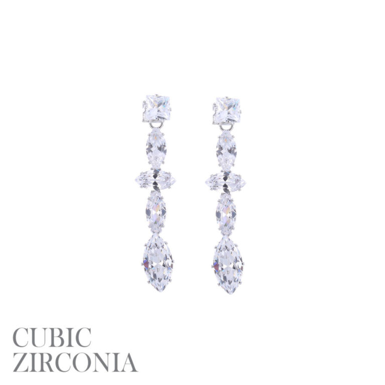 26048 - cz chandelier dangle ear - Silver