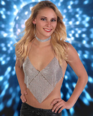 8422 - Rhinestone Halter Top Silver