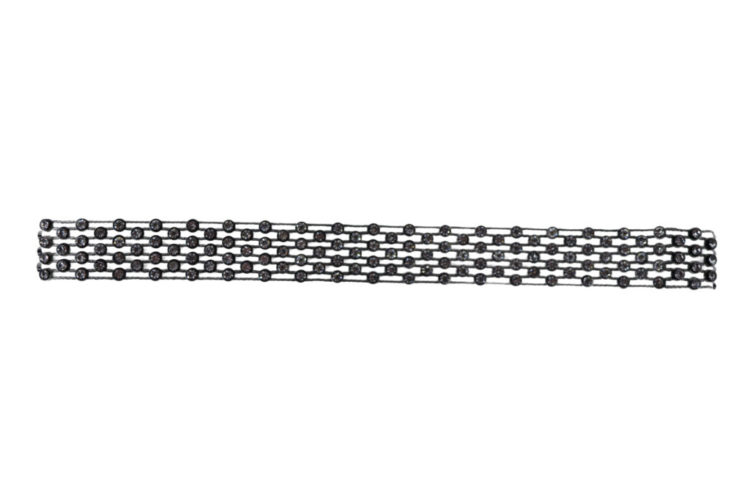 18355 - 4 Row Rhinestone Choker, Blk/Sil - Image 3