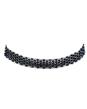 18355 - 4 Row Rhinestone Choker, Blk/Sil