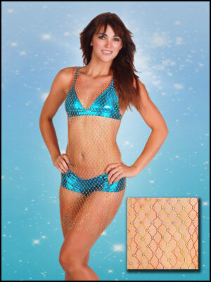 8355RNB - Rhinestone Crochet Dress - Rainbow