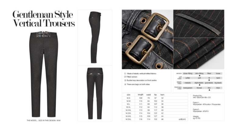 WK383 - Gentleman Style Vertical Trousers - Image 5
