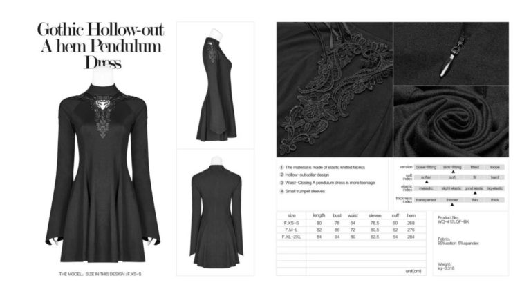 WQ412 - Gothic Hollow-out A hem Pendulum Dress - Image 3