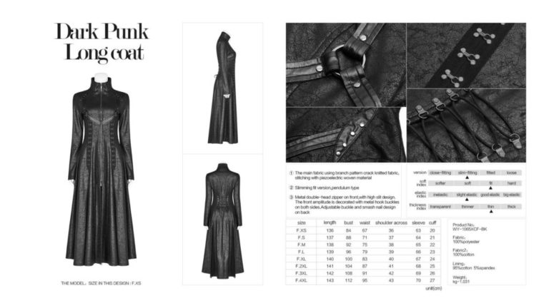 WY1065 - Dark Punk Long coat - Image 10