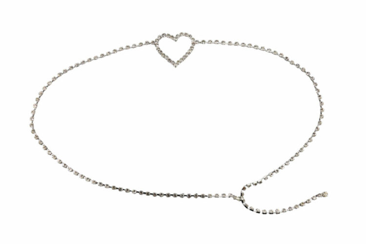 8497 - Rhinestone Heart Belly Chain