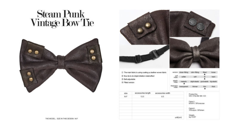 WS315 - Steampunk Vintage Bow Tie - Image 2