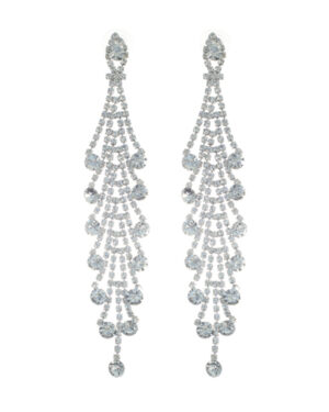 25013 - Earring Chandelier, RS, slv, 0.86x4.75"
