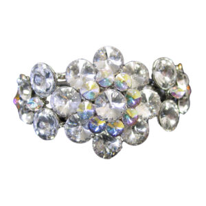 40332 - Classic Rhinestone Flower Bangle -Siver/AB/Clear