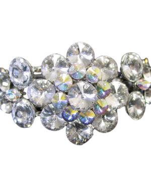 40332 - Classic Rhinestone Flower Bangle -Siver/AB/Clear