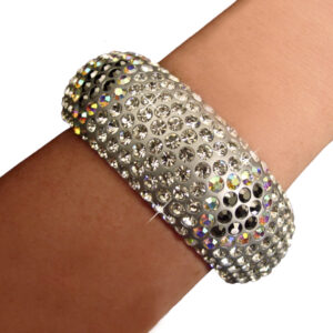 40393 - Acrylic Bangle with Stones - Black/Silver/AB