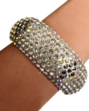 40393 - Acrylic Bangle with Stones - Black/Silver/AB