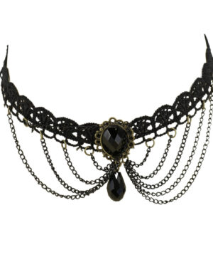 55398 - Victorian Pendant Choker with Gold Chain