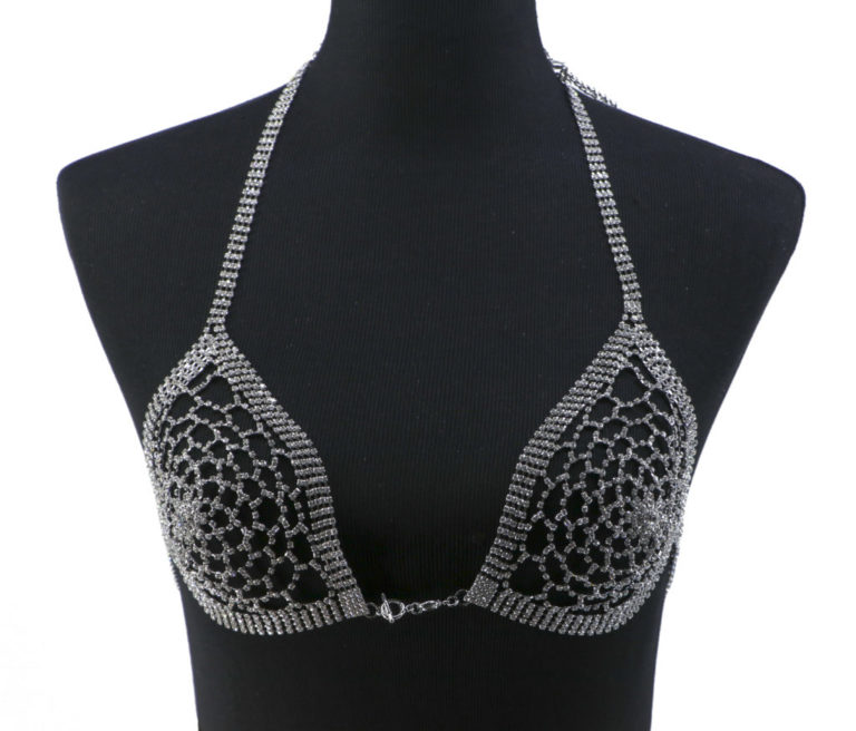 94005 - Rhinestone Bikini Set - Silver - Image 3