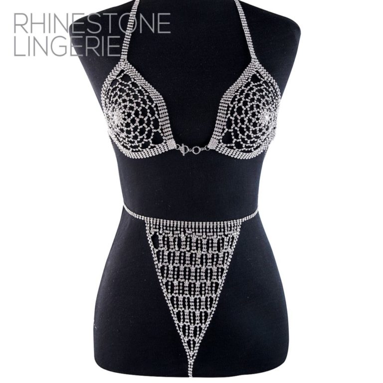 94005 - Rhinestone Bikini Set - Silver - Image 2