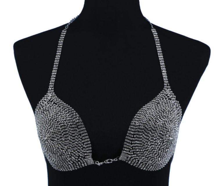 94006 - Rhinestone Bikini Set - Silver - Image 3