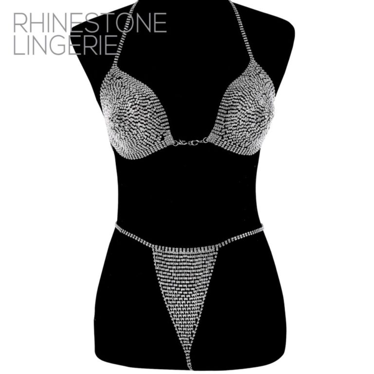 94006 - Rhinestone Bikini Set - Silver - Image 2