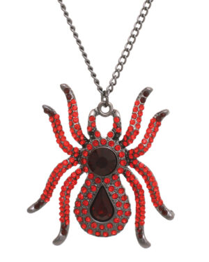13753 - Spider Necklace, 1.8 in, Red