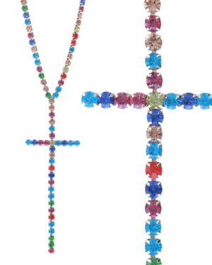 17176 - G Rhinestone 6 mm Cross Pendant Necklace
