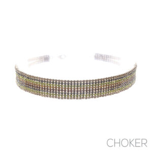 17272 - g Rhinestone 8 Row Multi Color Choker