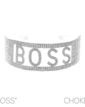 17276 - S Rhinestone 18 row Boss words choker