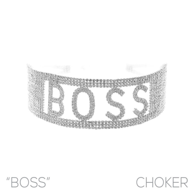 17276 - S Rhinestone 18 row Boss words choker