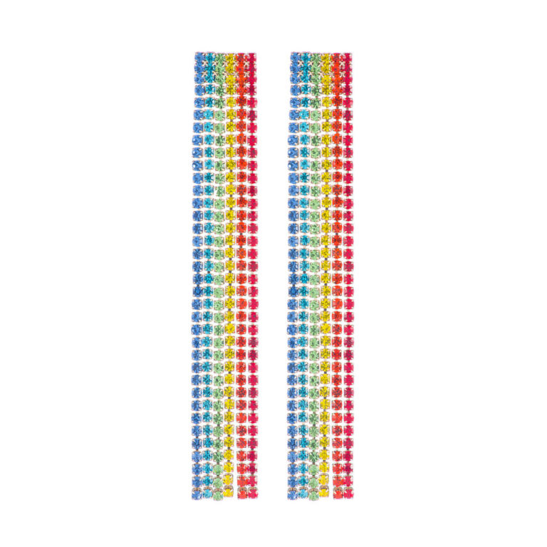 26485 - G Rhinestone 6 mm Rainbow Color 6 Row Fringe