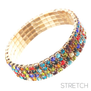 80692 - G Rhinestone 4 MM 4 Row Stretch Bracelet