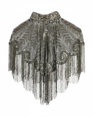 8885 - Beaded Shawl / Capelete gray