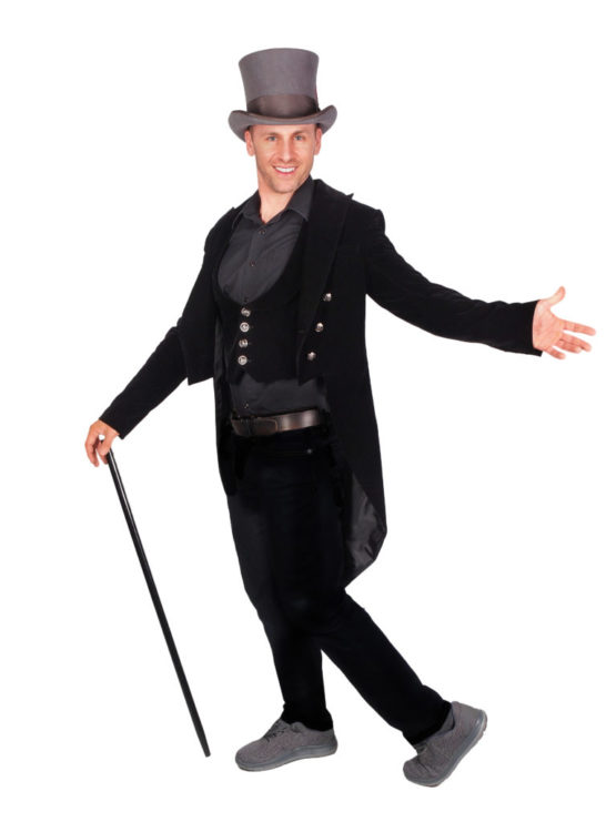CT104 - 2 Pc Set, Tail Coat & Waist Coat, Blk - Image 2