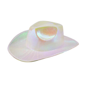 JC537 - Metallic Cowboy Hat - Opal White