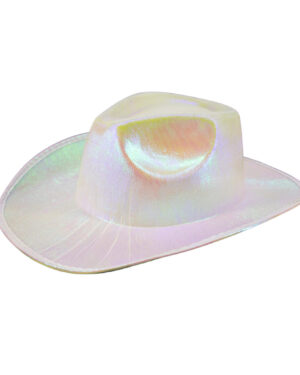 JC537 - Metallic Cowboy Hat - Opal White