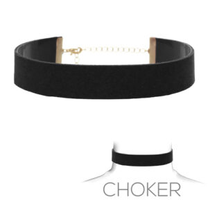 16112 - Thick Suede choker neck blk 11.5+3.5"