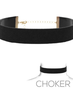 16112 - Thick Suede choker neck blk 11.5+3.5"