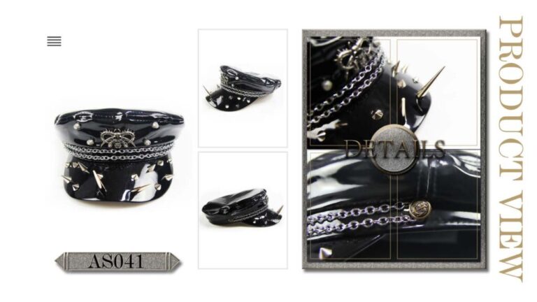 AS041 - Gothic Studded Captain Hat - Image 3