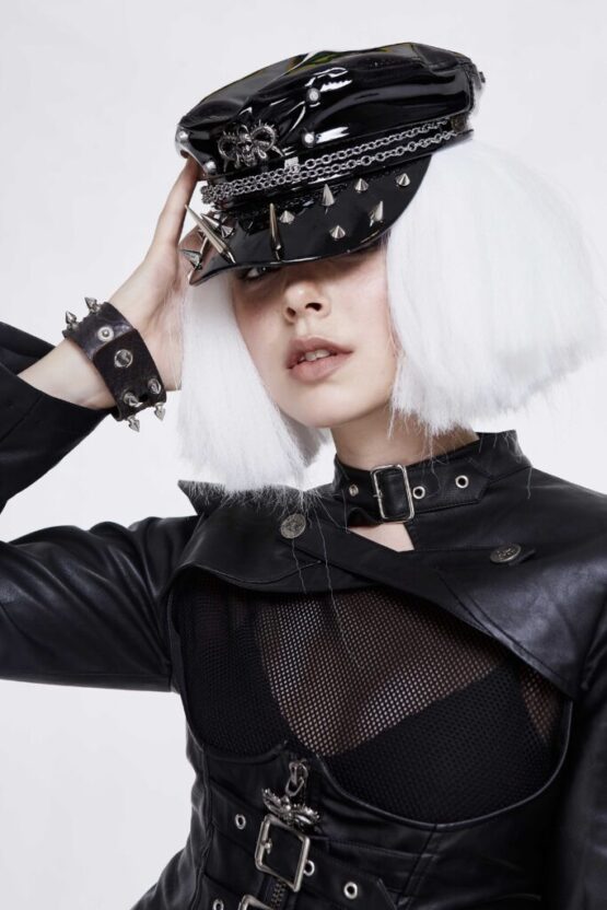 AS041 - Gothic Studded Captain Hat - Image 2
