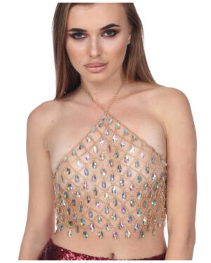 14321 - Halter Top Chain AB stones