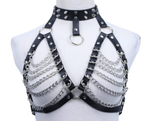 14551 - Leatherette Bra with Chains