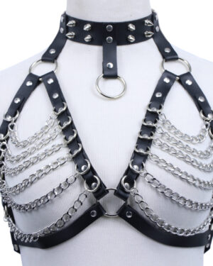 14551 - Leatherette Bra with Chains