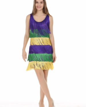 2572 - Mardi Gras Dress - fringes on both sides