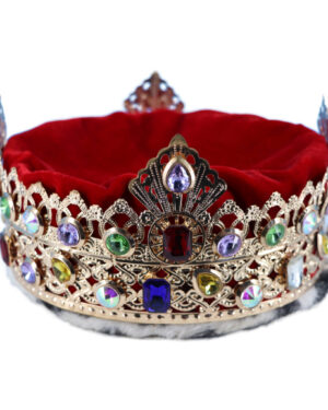 70060 - King Crown - Multi Stone - Gold/Red