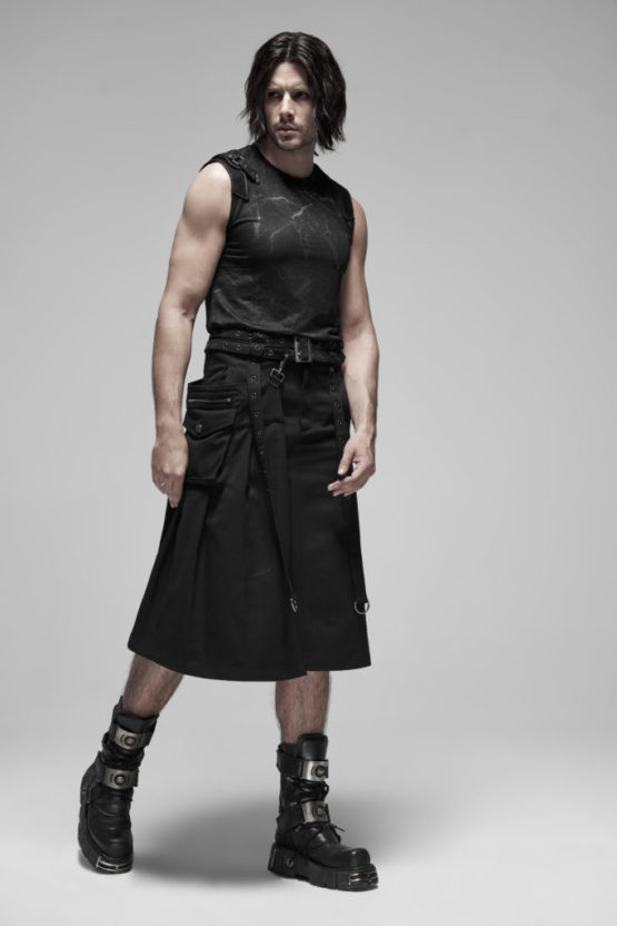 WQ460 - Punk Detachable Pleated Half Skirt, kilt - Image 4