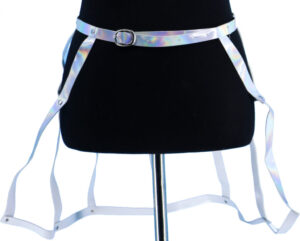 DZ14 - PU Holographic Caged Skirt
