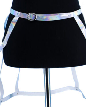 DZ14 - PU Holographic Caged Skirt