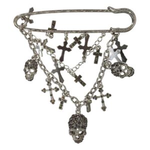 P5017 - Brooch Skulls and Crosses Rhinestone