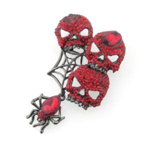 P5565-RD - Brooch Skulls Rhinestone