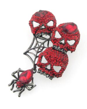 P5565-RD - Brooch Skulls Rhinestone