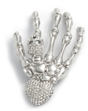 P5566 - Brooch Skeleton Hand Rhinestone