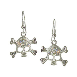 RSN1724 - Skull Rhinestone Earring Silver